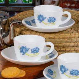 Cello White & Blue Opalware Tea Set (6 Cups & 6 Saucers)-image-92