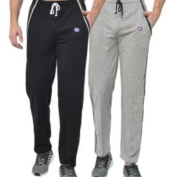 Vimal Jonney Black & Grey Regular Fit Trackpants - Pack of 2-image-89