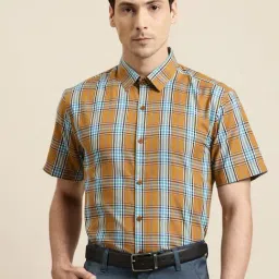 Sojanya Mustard Cotton Regular Fit Checks Shirt-image-51