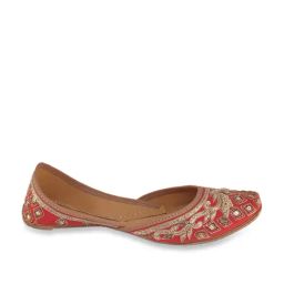 Fulkari Women's Daisy Red Ethnic Juttis-image-78