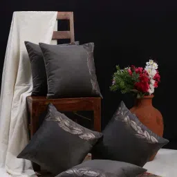 HOSTA HOMES Grey Velvet Cushion Cover - Set of 5-image-99