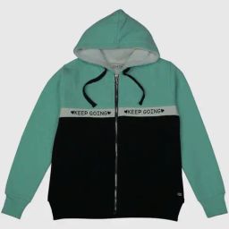 Palm Tree Kids Green & Black Cotton Color Block Full Sleeves Jacket-image-75