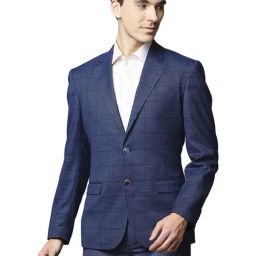 Park Avenue Blue Regular Fit Checks Blazer-image-90