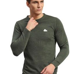 Monte Carlo Green Wool Blend Regular Fit Solid Pullover image 5