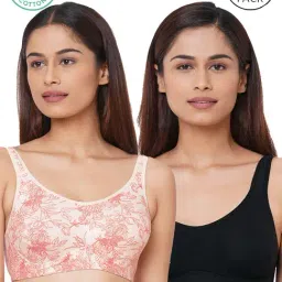 Inner Sense Black & Pink Floral Print Full Coverage Bra - Pack of 2-image-88