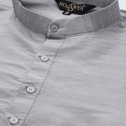 SOJANYA Mandarin Collar Regular Kurta With Churidar & With Nehru Jacket image 3