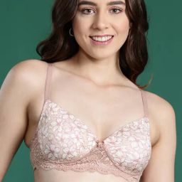 Leading Lady Peach Floral Print Full Coverage T-Shirt Bra-image-46