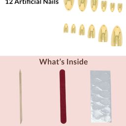 PRIVIU Set Of 12 Reusable Chromatic Nail With Application Kit - Gold image 4