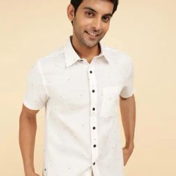 Fabindia White Straight Fit Self Shirt-image-16