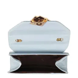 Metro Blue Synthetic Textured Satchel Handbag image 3