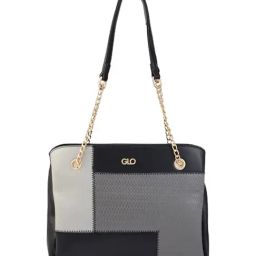 Globus Black Color Block Medium Shoulder Bag-47