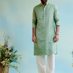 NERO Men Floral Embroidered Thread Work Kurta-image-53