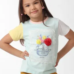 Kate & Oscar Girls Blue Applique T-Shirt-image-85