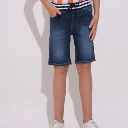 Jack & Jones Junior Boys Dark Blue Solid Denim Shorts-picture-23