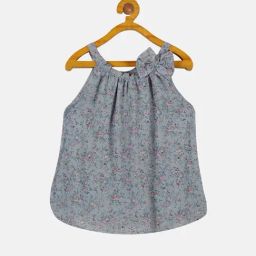 Kiddopanti Kids Light Blue Floral Print Top-image-21