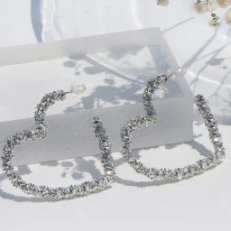 Joker & Witch Silver Rhinestone- Blingy I Heart You Bling Hoop Earrings-43