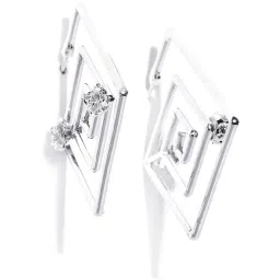 Priyaasi Silver-Plated Geometric Patterned Stud Earrings image 3