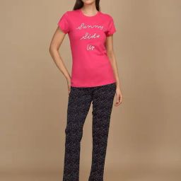 Sweet Dreams Hot Pink Regular Fit Printed Pyjama set-picture-14