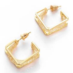 Sohi Gold Plated Designer Hoop Earrings-27