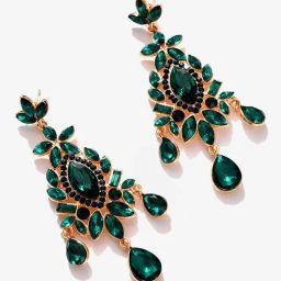 Sohi Gold Plated Designer Stone Drop Earrings image 3