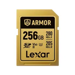 Lexar SDXC Memory Card 256 GB UHS-II Stainless Steel U3 V60 6K UHD Video, Armor GOLD-42