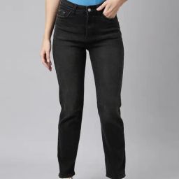 SHOWOFF Black Straight Fit Mid Rise Jeans-image-23