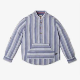 Ed-a-Mamma Kids Blue Striped Full Sleeves Shirt-image-43