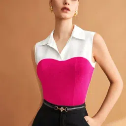 Rare Hot Pink Color-Block Top-image-71