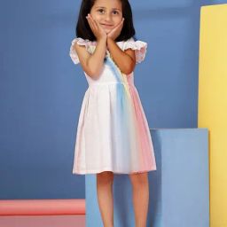 Budding Bees Girls White Regular Fit Dress-image-21