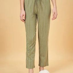 Dreamz by Pantaloons Oil Green Cotton Striped Pyjamas-image-51