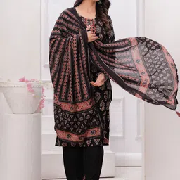 VASUPRADA Women Floral Printed Regular Sequinned Kurta with Trousers & With Dupatta-image-74