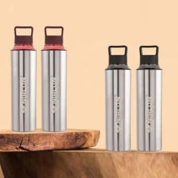 Nirlon Eco Pur Black & Brown Stainless Steel Single Wall Water Bottle (900ml) - Set of 4-34
