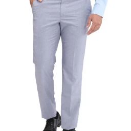 Park Avenue Grey Regular Fit Striped Trousers-picture-43