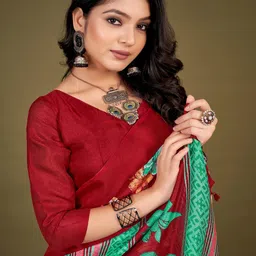 Anouk Rustic Floral Silk Blend Block Print Saree image 4