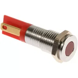 RS PRO Red Panel Mount Indicator 2V DC, Mounting Hole Size 8 mm, Termination Type Solder Tab, Model No 203818-14