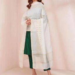 Fabindia White Embroidered Dupatta-picture-18