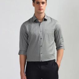 Arrow Grey Cotton Regular Fit Geometric Shirt-picture-15