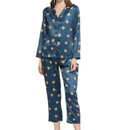 Smarty Pants Teal Blue Satin Print Shirt With Pyjamas-picture-22