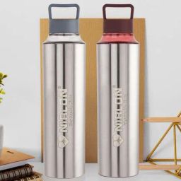 Nirlon Eco Pur Grey & Brown Stainless Steel Single Wall Water Bottle (900ml) - Set of 2-35
