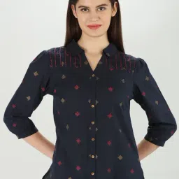 Mustard Navy Printed Shirt-image-90