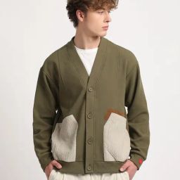 The Bear House Green Regular Fit Texture Shacket-35