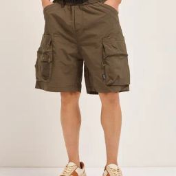The Bear House Brown Regular Fit Solid Shorts-37