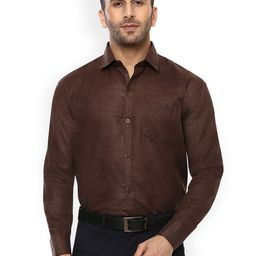 Hangup Men Brown Comfort Regular Fit Solid Formal Shirt-image-98