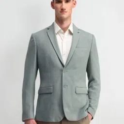 Arrow Medium Green Slim Fit Self Pattern Blazer-image-58