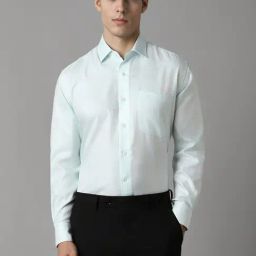 Louis Philippe Blue Cotton Regular Fit Texture Shirt-image-35