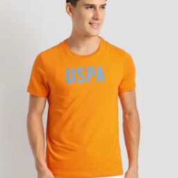 U.S. Polo Assn. Orange Cotton Slim Fit Printed Sports T-Shirt-image-32