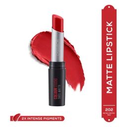 CHAMBOR Colour Studio Tres Matte Lipstick 202 Retro Metro Red - 3.2 gm-image-8