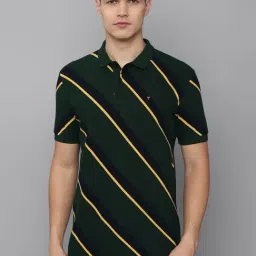 Louis Philippe Sport Green Cotton Slim Fit Printed Polo T-Shirt-image-93