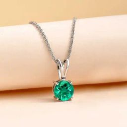 Ornate Jewels 925 Silver 0.50 Carat Green Emerald Solitaire Necklace For Women-42
