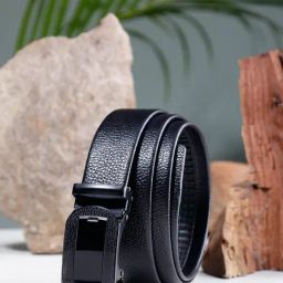 ZEVORA Black Textured Leather Casual Belt-image-97